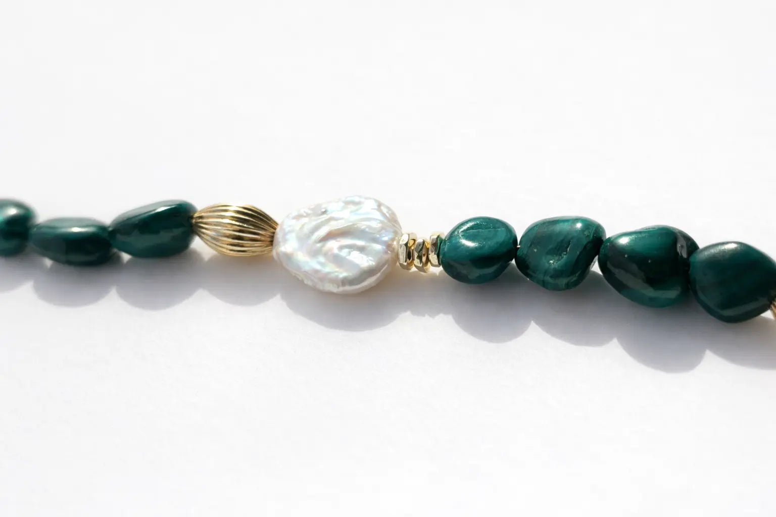 Malachite Necklace, Mother of Pearl Statement Necklace view 3